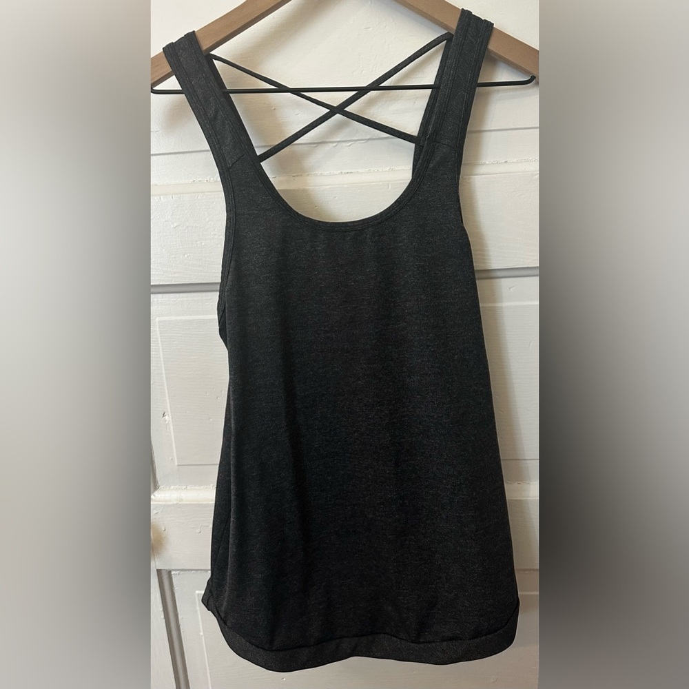 Splits59 Devon Performance Cross Back Tank Charcoal Heather Sz S